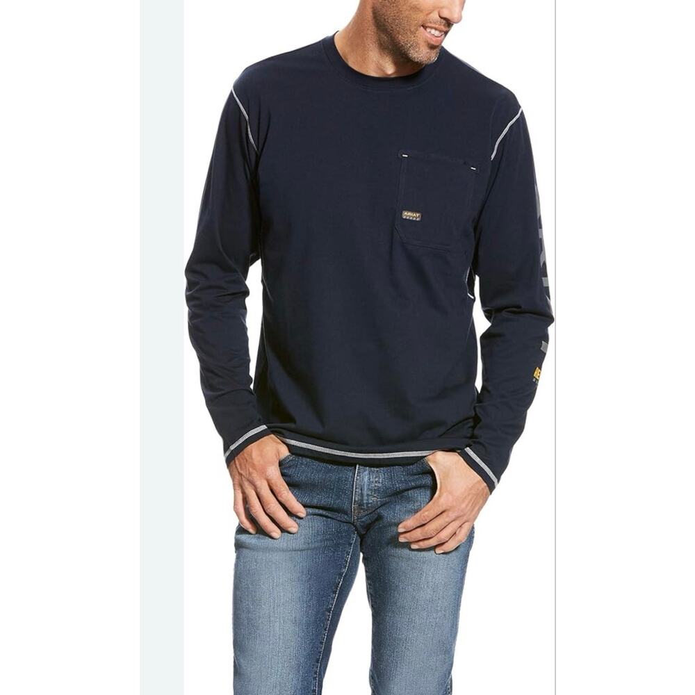 Ariat Men's Rebar Workman Long Sleeved T-Shirt Navy Blue Size XL *EUC